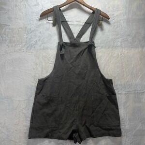 Miou Muse Womens Medium Linen Shorts Romper Olive Green Casual Y2K Retro Stylish